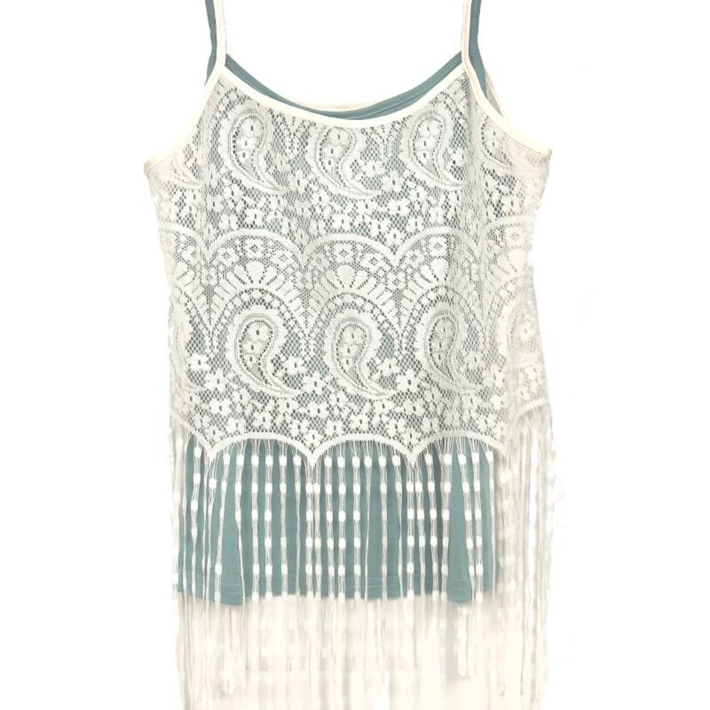 🌸Boutique Cami with lace overlay in aqua
